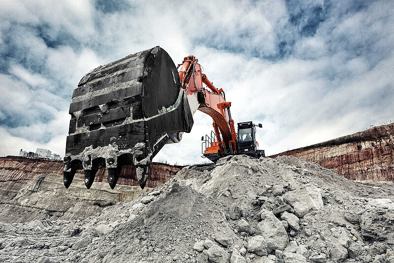 Rock Bucket in use in a sand pit